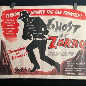 Ghost Of Zorro 1959 Half Sheet Movie Poster Clayton Moore Western Cowboy Country